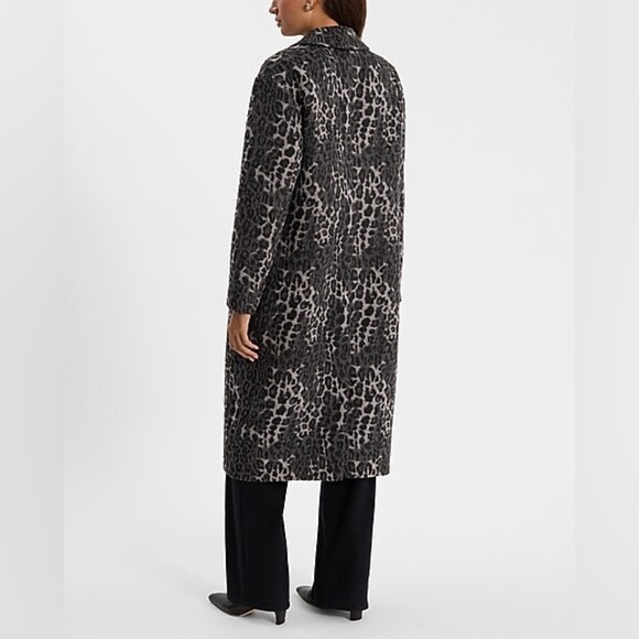 Express Brushed Leopard Wool-Blend Coat - Picture 4 of 9